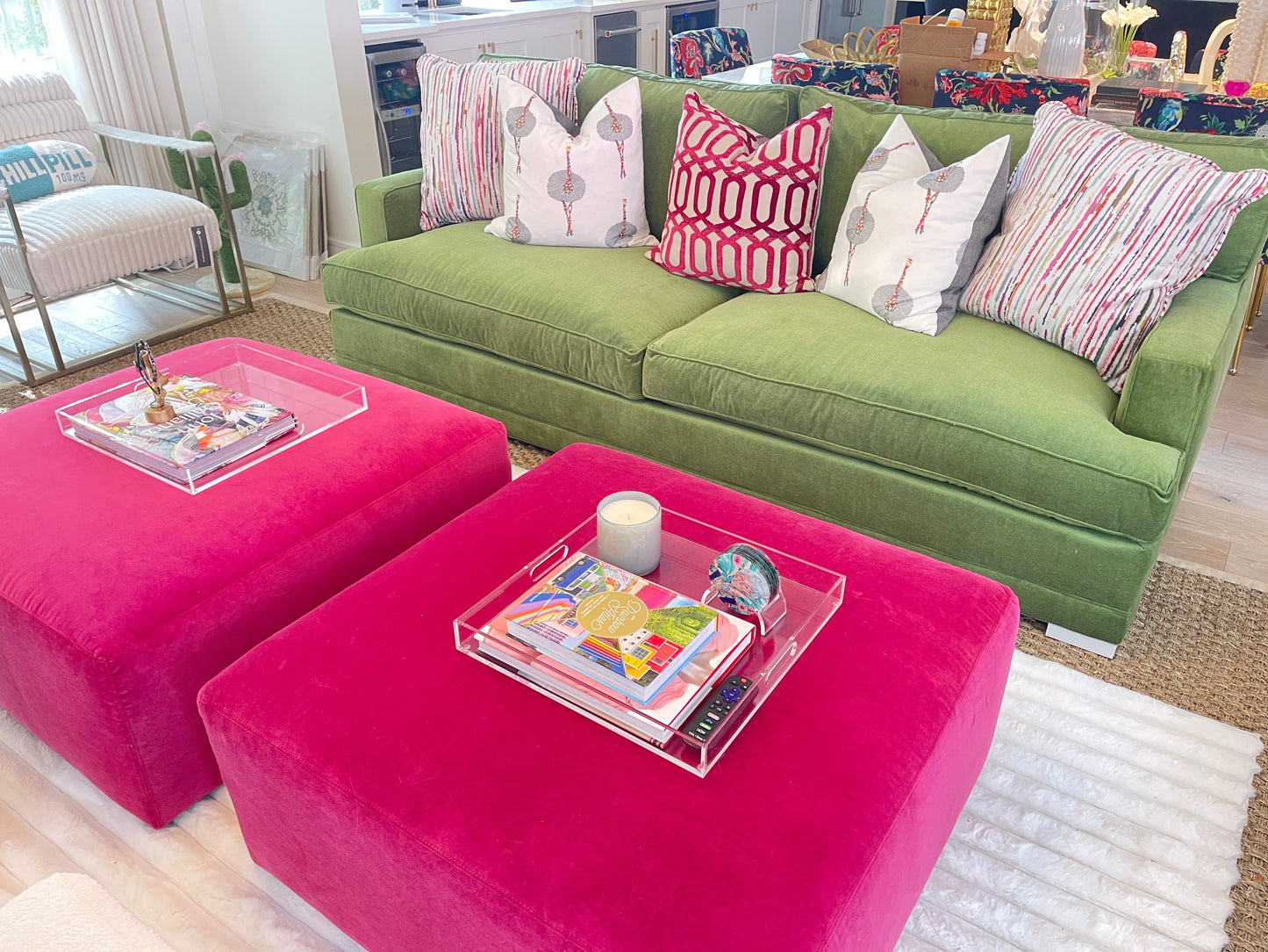 Fuchsia Velvet Ottoman