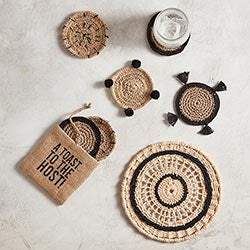 Seagrass Coasters + Burlap Bag (Set of 4)