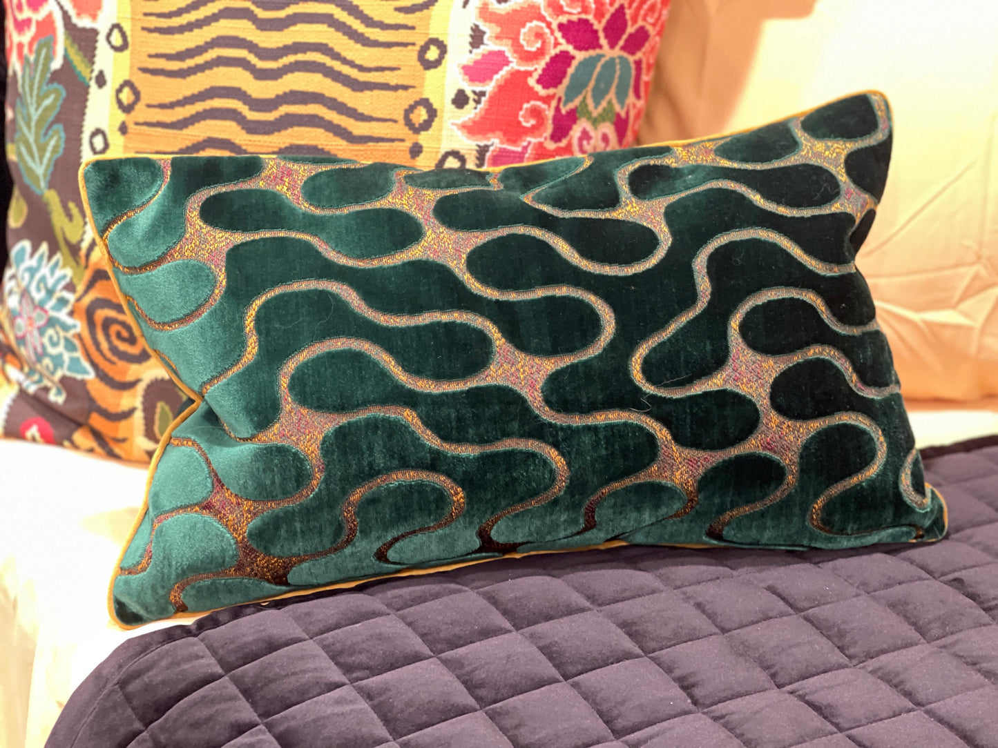 Green/Gold Velvet Pillow