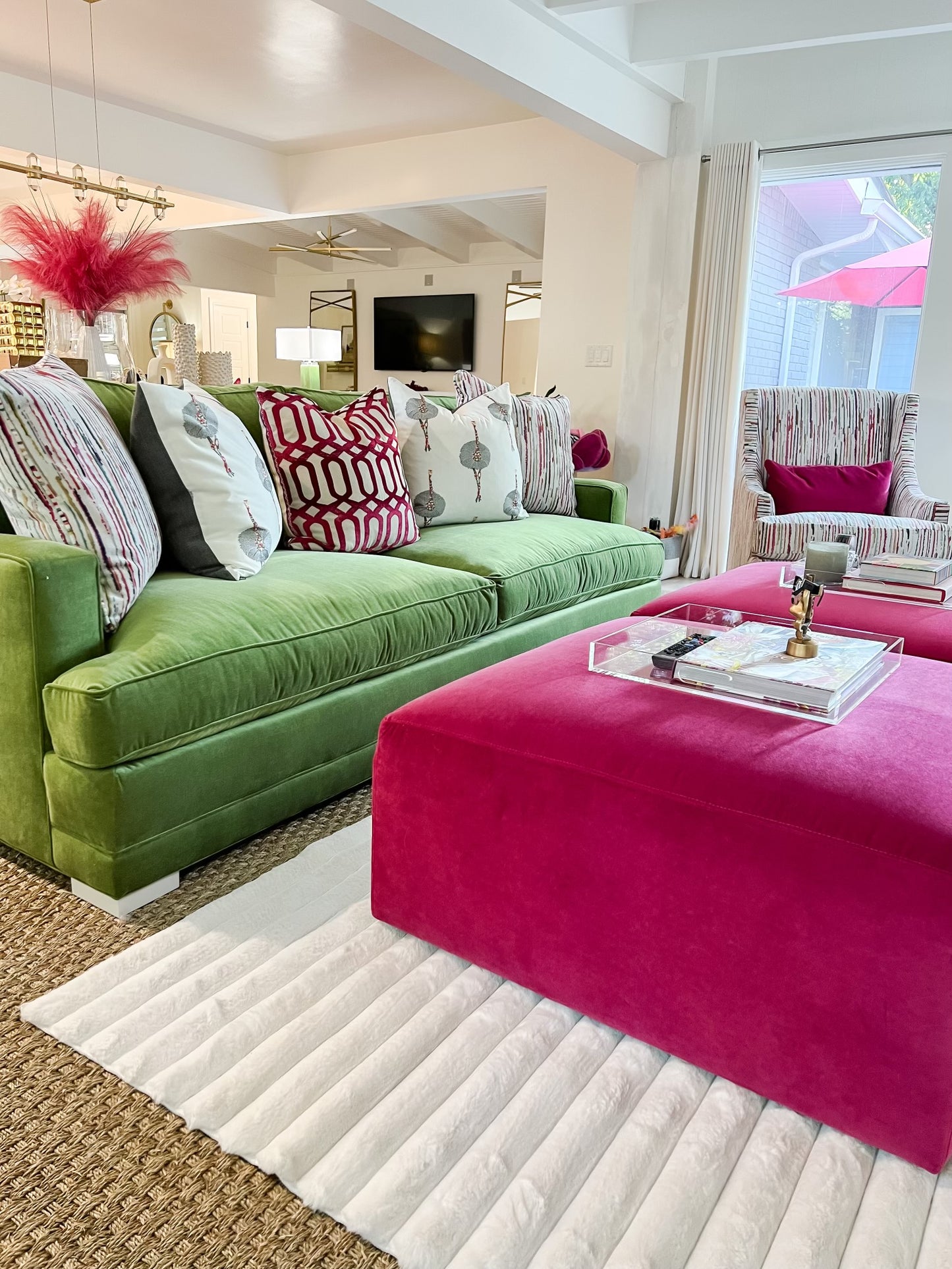 Fuchsia Velvet Ottoman