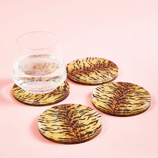 4 Bengal Coasters & Stand